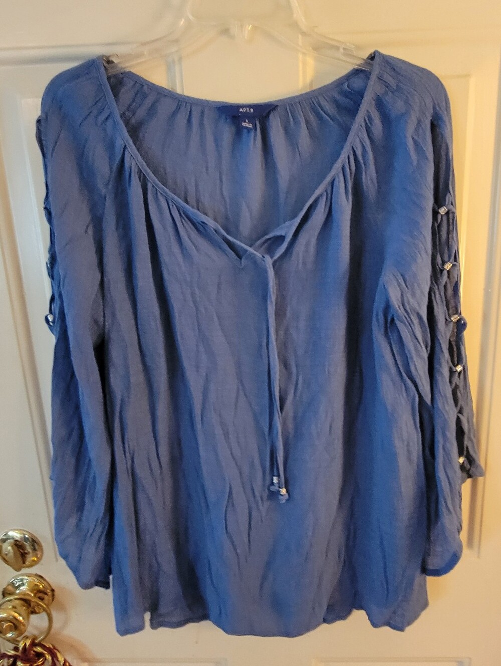 Apt. 9 Periwinkle Ladder-Sleeve Peasant Top